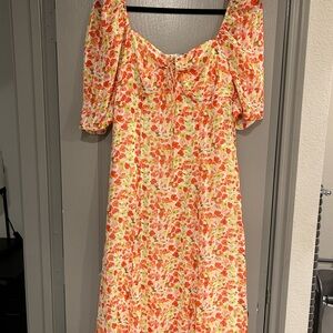 BCBGeneration Floral Long Sleeve Dress - Orange and Pink